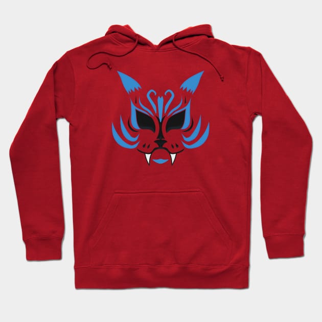 Kitsune Face - Blue Hoodie by ChrisOConnell